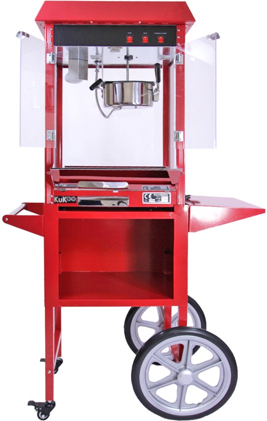 Retro popcornmachine met kar - rood - 235ml - rvs hittelamp — afbeelding 3