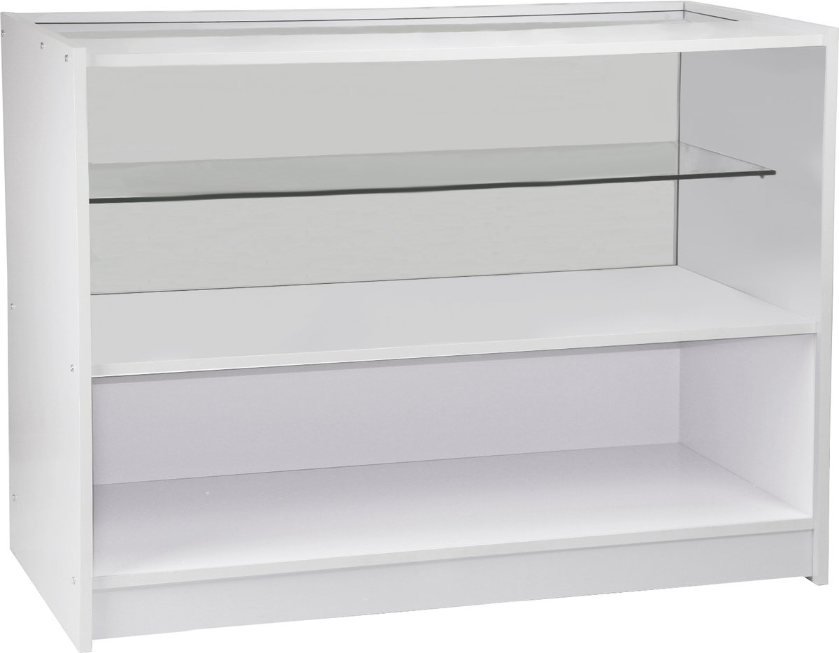 C1200 1/2 glas toonbank - wit - 1200x600x900 mm - met opbergruimte
