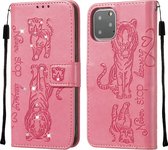 Apple iPhone 11 Pro Hoesje - Mobigear - Cat and Dog Serie - Kunstlederen Bookcase - Roze - Hoesje Geschikt Voor Apple iPhone 11 Pro