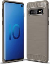 Samsung Galaxy S10 Hoesje - Mobigear - Brushed Slim Serie - TPU Backcover - Grijs - Hoesje Geschikt Voor Samsung Galaxy S10