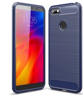 Motorola Moto E6 Play Hoesje - Mobigear - Brushed Slim Serie - TPU Backcover - Marineblauw - Hoesje Geschikt Voor Motorola Moto E6 Play