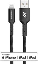 Mobigear Nylon USB-A naar Apple Lightning Kabel MFI 0.4 Meter - Zwart