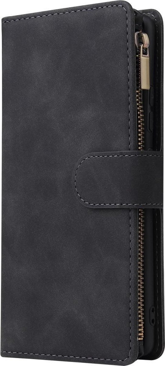 Mobigear Telefoonhoesje geschikt voor Samsung Galaxy S10 Lite Hoesje | Mobigear Zipper Bookcase Portemonnee | Pasjeshouder voor 6 Pasjes | Telefoonhoesje voor Pinpas / OV Kaart / Rijbewijs - Zwart