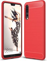 Mobigear Brushed Slim Backcover Hoesje - Geschikt voor Huawei P20 Pro - Gsm case - Rood