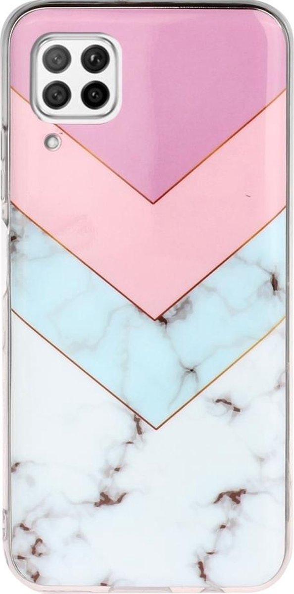 Mobigear Hoesje geschikt voor Huawei P40 Lite Telefoonhoesje Flexibel TPU | Mobigear Marble Backcover | P40 Lite Case | Back Cover - Driekleurig