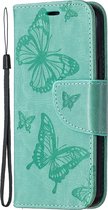 Apple iPhone 12 Mini Hoesje - Mobigear - Butterfly Serie - Kunstlederen Bookcase - Turquoise - Hoesje Geschikt Voor Apple iPhone 12 Mini