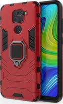 Xiaomi Redmi Note 9 Hoesje - Mobigear - Armor Ring Serie - Hard Kunststof Backcover - Rood - Hoesje Geschikt Voor Xiaomi Redmi Note 9