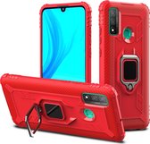 Huawei P Smart (2020) Hoesje - Mobigear - Armor Ring Serie - Hard Kunststof Backcover - Rood - Hoesje Geschikt Voor Huawei P Smart (2020)