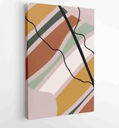 Botanical wall art vector set. Earth tone boho foliage line art drawing with abstract shape.  4 - Moderne schilderijen – Vertical – 1873829602 - 40-30 Vertical