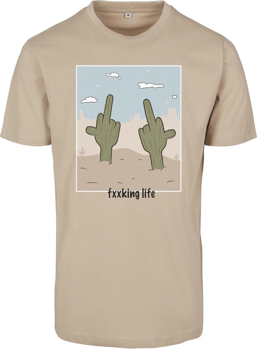 Mister Tee Fucking Life Heren T-shirt 2XL Creme
