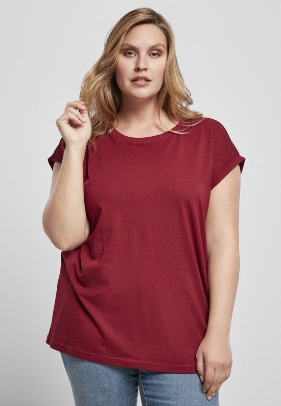 Urban Classics - Organic Extended Shoulder Dames T-shirt - 5XL - Bordeaux rood