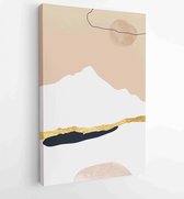 Luxury Gold Mountain wall art vector set. Earth tones landscapes backgrounds set with moon and sun. 1 - Moderne schilderijen – Vertical – 1871795815 - 40-30 Vertical