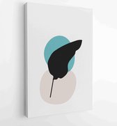 Botanical wall art vector set. Foliage line art drawing with abstract shape. 1 - Moderne schilderijen – Vertical – 1857714892 - 50*40 Vertical