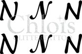 Chloïs Glittertattoo Sjabloon - Letter N - Multi Stencil - CH9734 - 1 stuks zelfklevend sjabloon met 6 kleine designs in verpakking - Geschikt voor 6 Tattoos - Nep Tattoo - Geschik