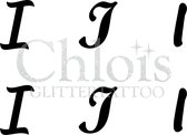 Chloïs Glittertattoo Sjabloon - Letter I - Multi Stencil - CH9729 - 1 stuks zelfklevend sjabloon met 6 kleine designs in verpakking - Geschikt voor 6 Tattoos - Nep Tattoo - Geschik