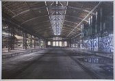 Ingelijste Schilderij - 100x140 cm, 'Factory' - Fabriek - Hal