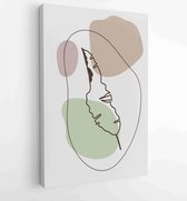 Botanical wall art vector set. Earth tone boho foliage line art drawing with abstract shape. 2 - Moderne schilderijen – Vertical – 1866300565 - 80*60 Vertical