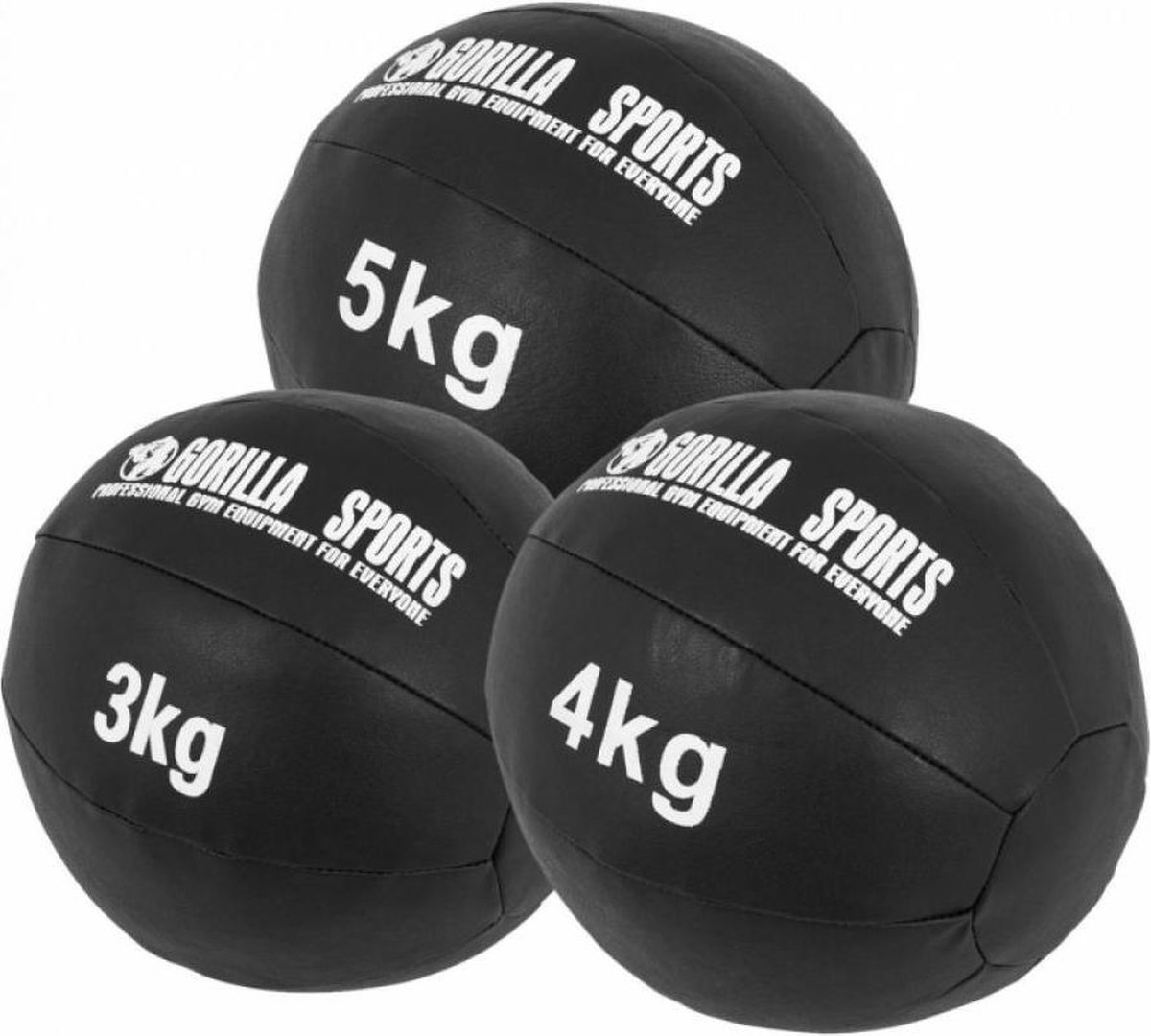 Gorilla Sports Medicijn Bal set 12 kg - 3 trainings Ballen - Medicine ball - Leer