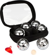 Get & Go Mini Jeu de Boules Set - 6 Balles - Chrome / Noir