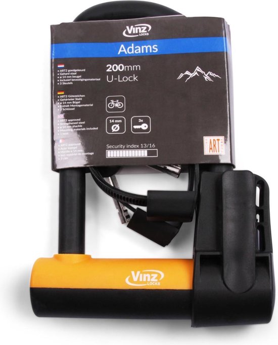 VINZ Adams ART 2 Beugelslot / Fietsslot - 20cm van VINZ — afbeelding 5