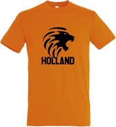 Oranje EK voetbal T-shirt met “ Leeuw en Holland “ print Zwart maat L