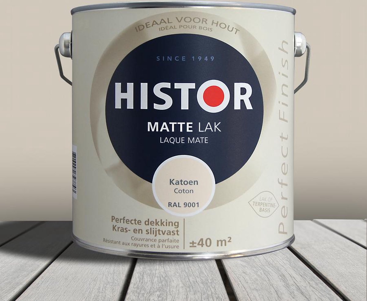 Histor Perfect Finish Lak Mat 2,5 liter - Katoen (Ral 9001)