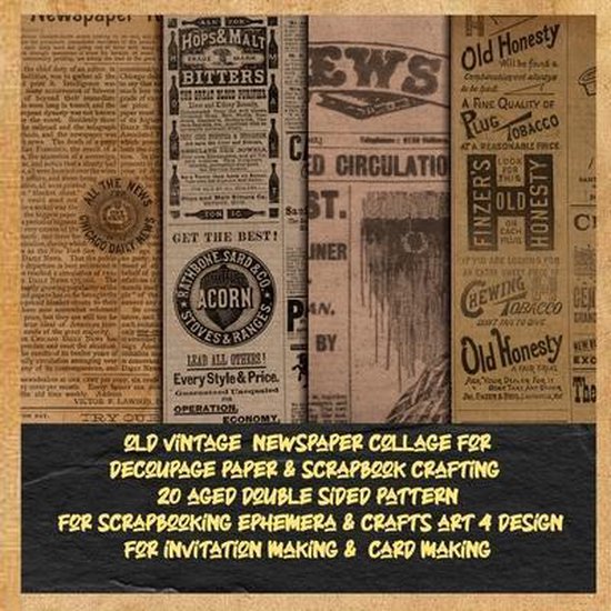 Antique Brown Newspaper- old vintage newspaper collage for d ... - cover