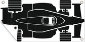 Tuinposter De bovenkant van een Formule 1 racewagen in een illustratie - 80x40 cm - Wanddecoratie Buiten - Tuinposter - Tuindoek - Schuttingposter - Tuinschilderij