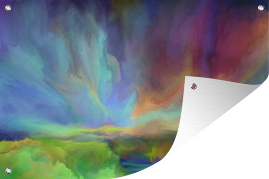 Tuinposters buiten Landschap - Waterverf - Lucht - 90x60 cm - Tuindoek - Buitenposter