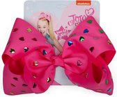 Jojo Siwa haarspeld met strik roze met gekleurde hartjes