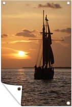 Navire sur l'eau au coucher du soleil à Key West affiche de jardin toile en vrac 40x60 cm - petit - toile de jardin / toile d'extérieur / Peintures pour l'extérieur (décoration de jardin)