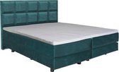 Omra - Complete boxspring - Josh - Turquoise  - 200x220 cm - Inclusief Topdekmatras + Hoofdbord