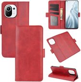 Xiaomi Mi 11 hoesje - MobyDefend Luxe Wallet Book Case (Sluiting Zijkant) - Rood - GSM Hoesje - Telefoonhoesje Geschikt Voor: Xiaomi Mi 11