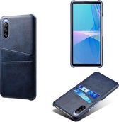 Sony Xperia 10 III hoesje - MobyDefend Lederen Backcover Met Vakjes Voor Pasjes - Blauw - GSM Hoesje - Telefoonhoesje Geschikt Voor: Sony Xperia 10 III