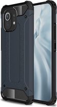 Xiaomi Mi 11 hoesje - MobyDefend Dubbelgelaagde Shockproof Pantsercase - Navy blauw - GSM Hoesje - Telefoonhoesje Geschikt Voor Xiaomi Mi 11