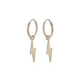 Zilveren oorbellen | Oorring met hanger | Zilveren oorringen met hanger, rosé gold plated bliksemschicht