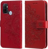 Voor OPPO A53/A33/A32 7-bloemblaadje Bloemen Embossing Patroon Horizontale Flip PU Lederen Case met Houder & Kaartsleuven & Portemonnee & Fotolijst (Rood)