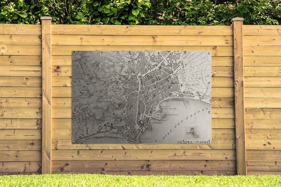 Illustration d'une ancienne carte de Napoli affiche de jardin 180x120 cm - Toile de jardin / Toile d'extérieur / Peintures d'extérieur (décoration de jardin) XXL / Groot format!