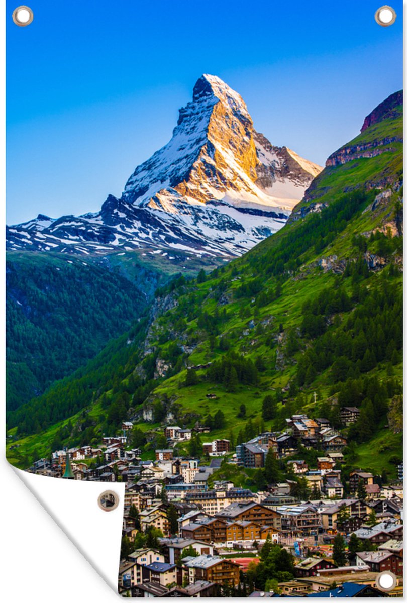 Zermatt et la montagne du Cervin en Suisse la nuit Affiche de jardin  120x180 cm -... | bol.com