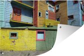 Tuinposters buiten Kleurrijke geschilderde huizen gemaakt van een golfplaat ijzer in la Boca - 90x60 cm - Tuindoek - Buitenposter