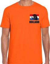 Oranje supporter t-shirt voor heren - Holland brullende leeuw embleem op borst - Nederland supporter - EK/ WK shirt / outfit S