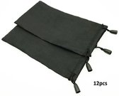 Brillenhoes - Zakje voor Zonnebril - Set 12 Stuks - 9x18 cm - Zwart