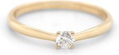 Sparkle Solitair geel gouden ring - Dames - 14 karaat - 0.15ct. diamant - Maat 56