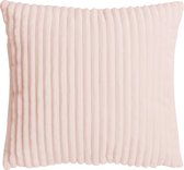 Alanya - Velvet rib - Sierkussen - 2 stuks 45 x 45 cm - pastel roze - Dubbelzijdig bedrukt - Kussens woonkamer - Kussenhoes
