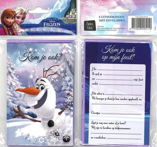 12 Uitnodigingskaartjes met envelop - Frozen - Olaf - 9 x 13.5 cm | bol.com