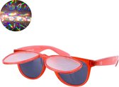 TWINKLERZ® - Space Zonnebril Klepje - Spacebril - Caleidoscoop Bril - Diffractie Bril - Transparant Rood