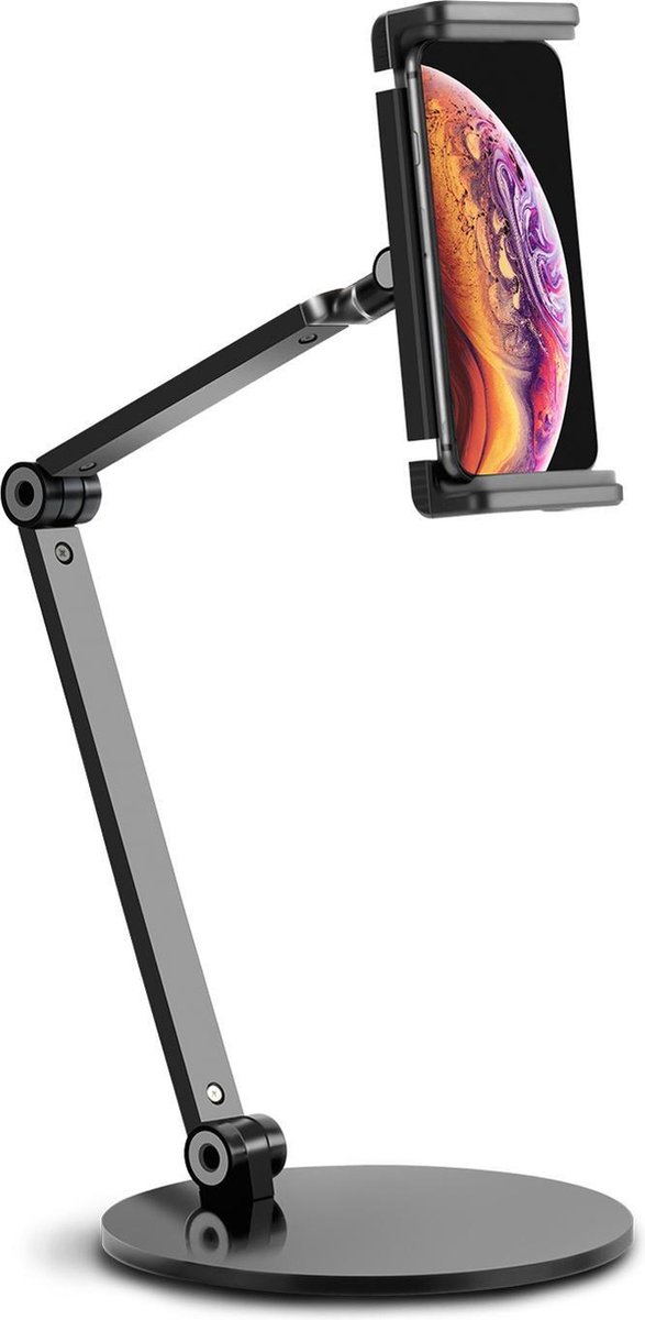 Alberenz® Tablet Telefoon Houder Zwart - Aluminium tablet statief voor bureau - Inklapbare telefoonhouder - Hoogte verstelbaar - Ergonomisch ontwerp