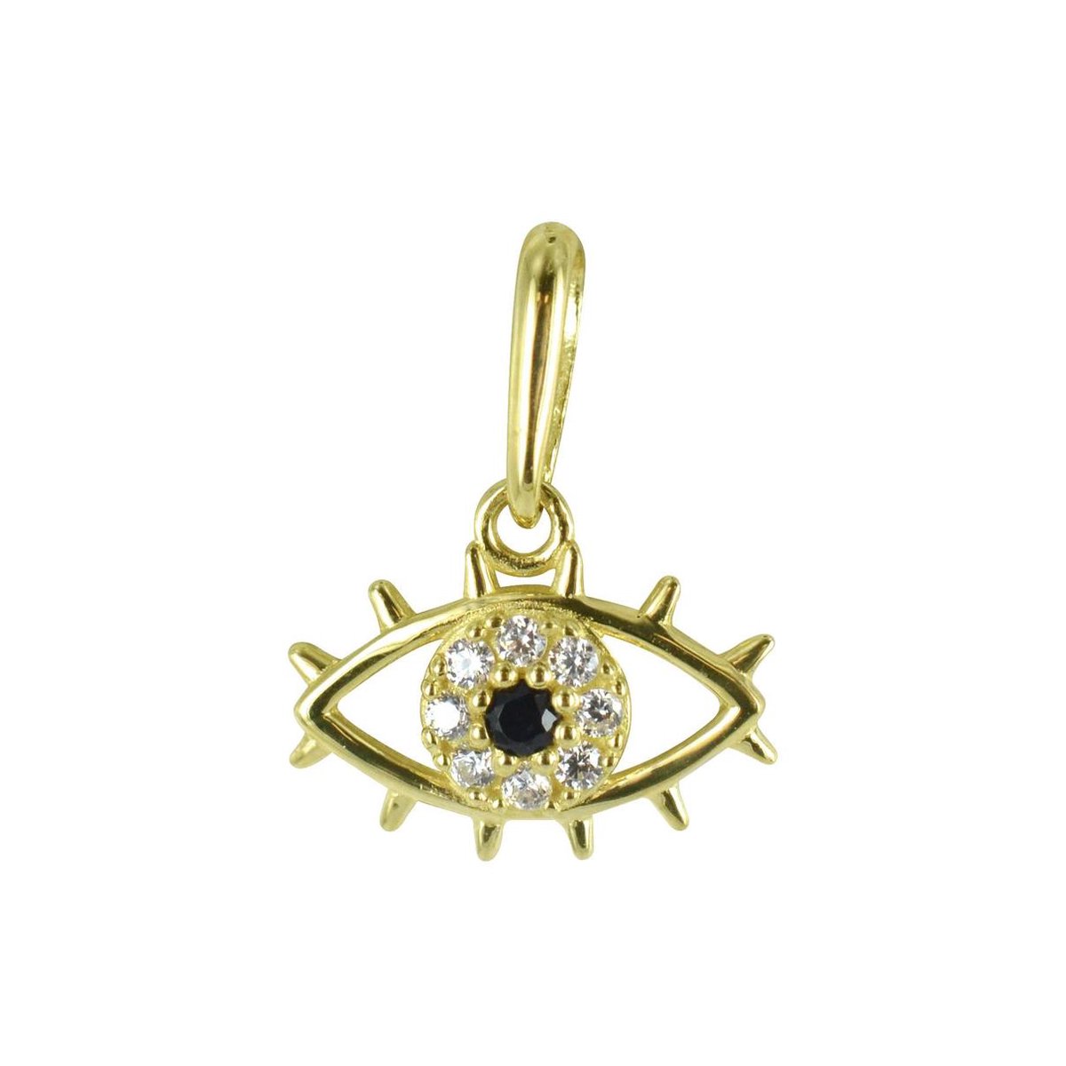 New Bling 9NBSAM-G200219 Gouden Hangertje - Dames - Oog - Zirkonia - 6,6 x 9,6 mm - 14 Karaat - Bedel - Goud