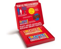 Tony's Chocolonely Chocolade Reep Geschenkdoos Chocola Cadeau Vrouw of Man Kado met 2 Chocolade Repen 2 x 180 gram Geschenkset voor Man en Vrouw