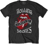 The Rolling Stones Heren Tshirt -S- Europe '82 Tour Zwart